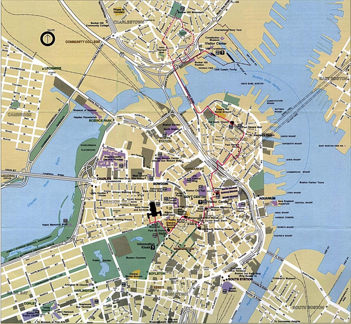 Бостън карта на града