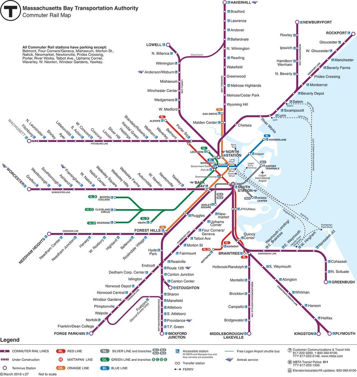 Бостън жп гара на картата