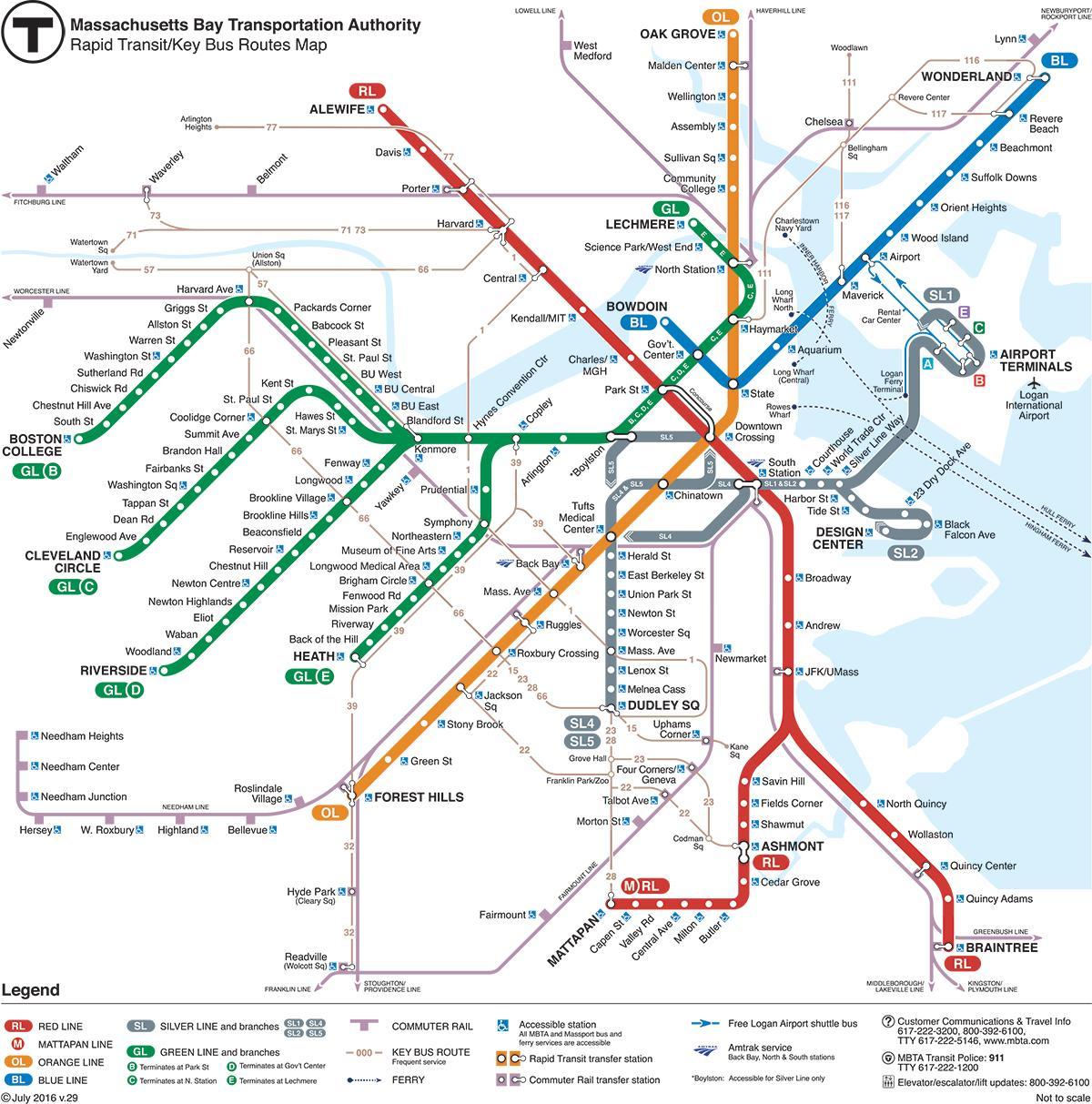 картата на Бостънския метрото