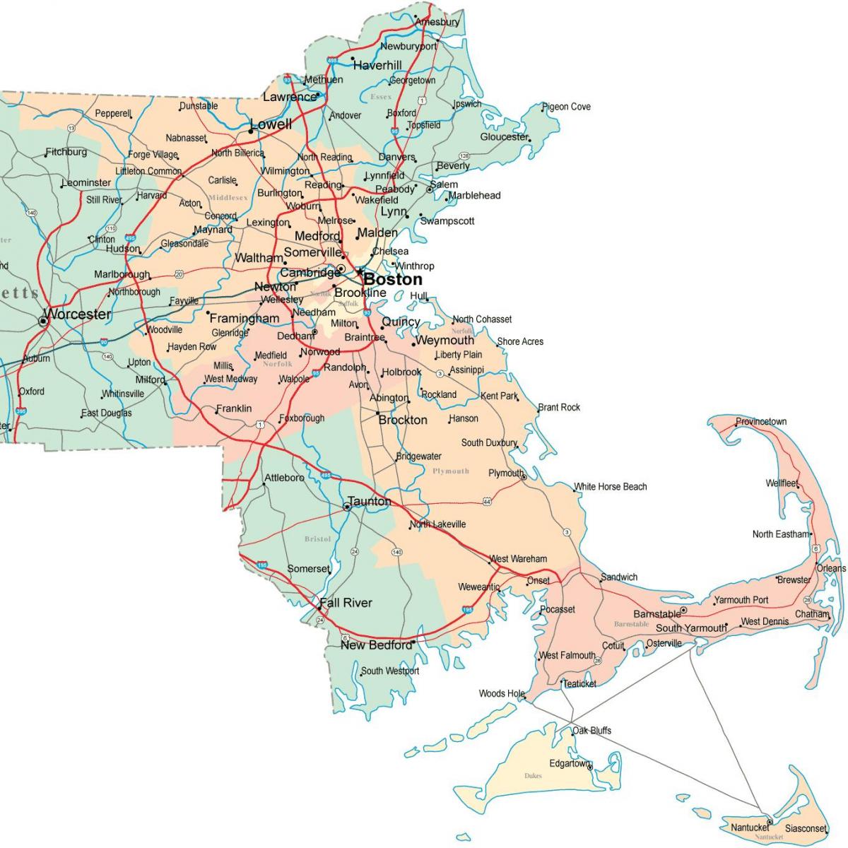 карта на Източна мА