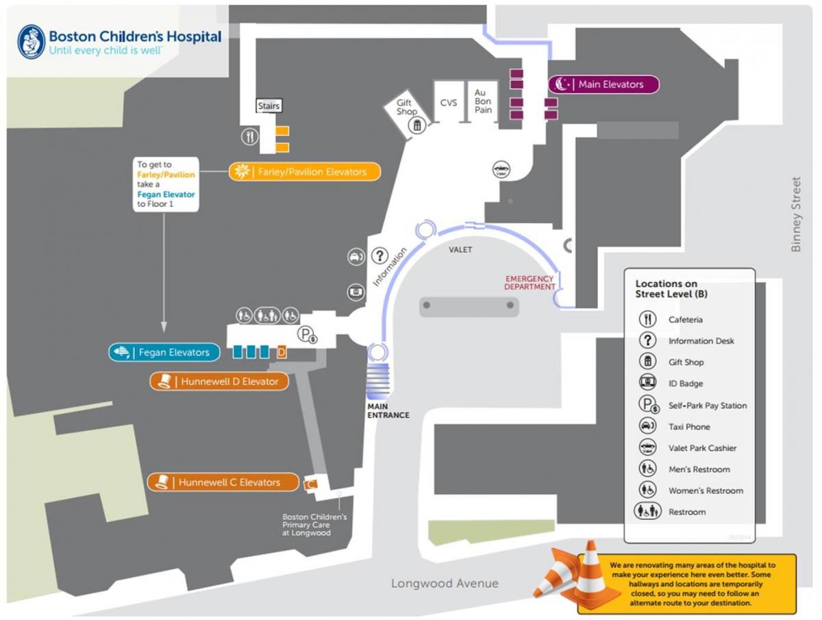 Детска болница в Бостън картата