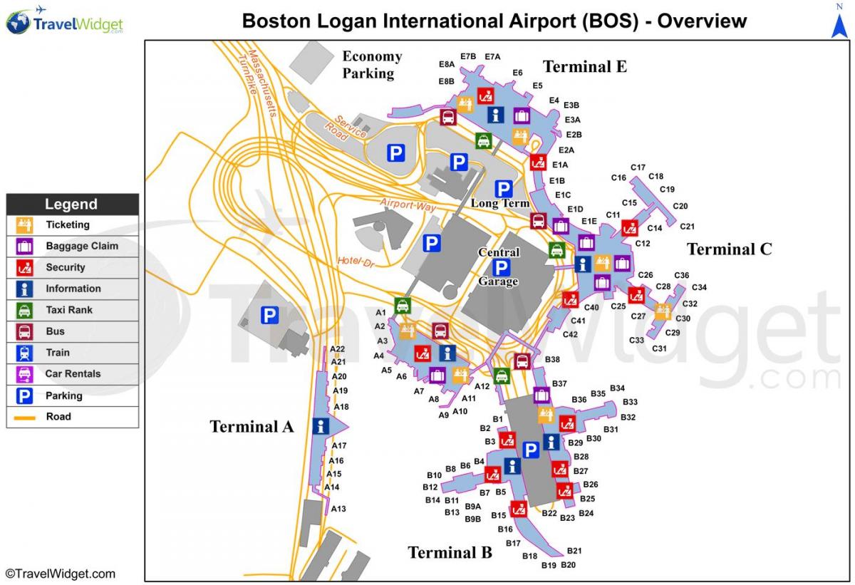 Бостън Логан картата