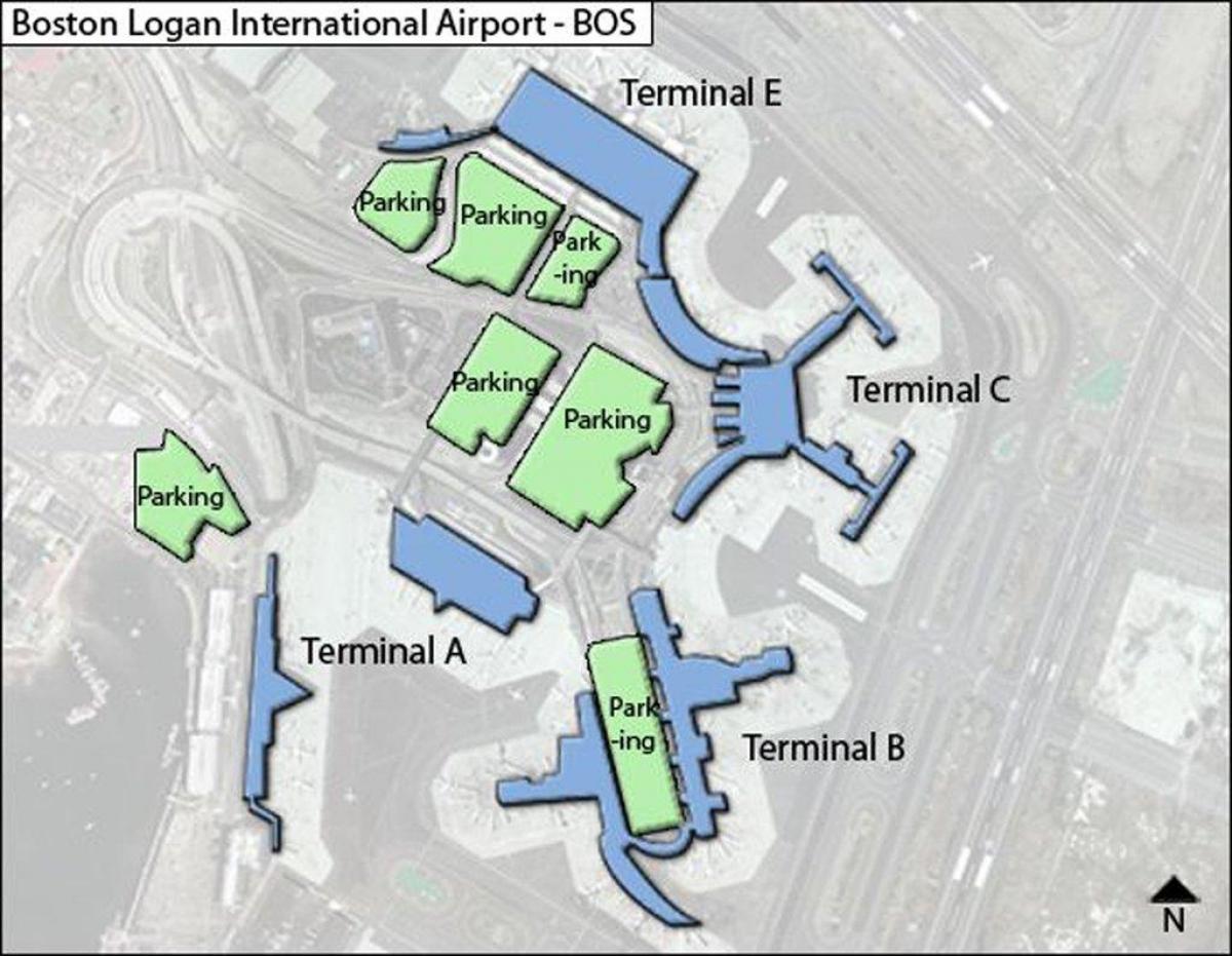 карта на терминала на летище Логан с