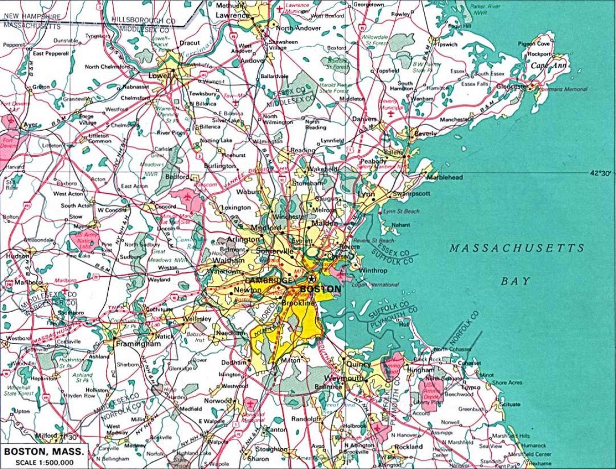 карта на голям Бостън