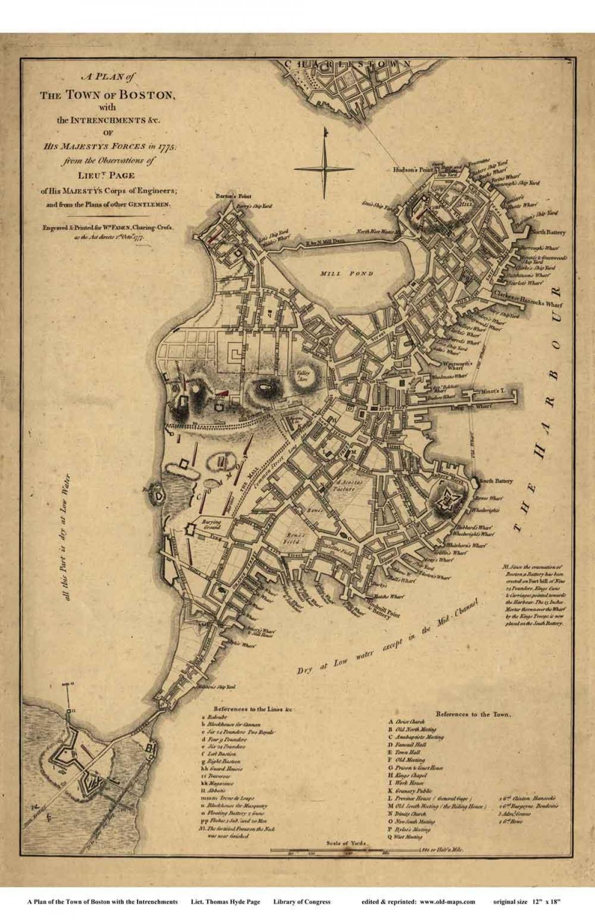 карта на историческия Бостън