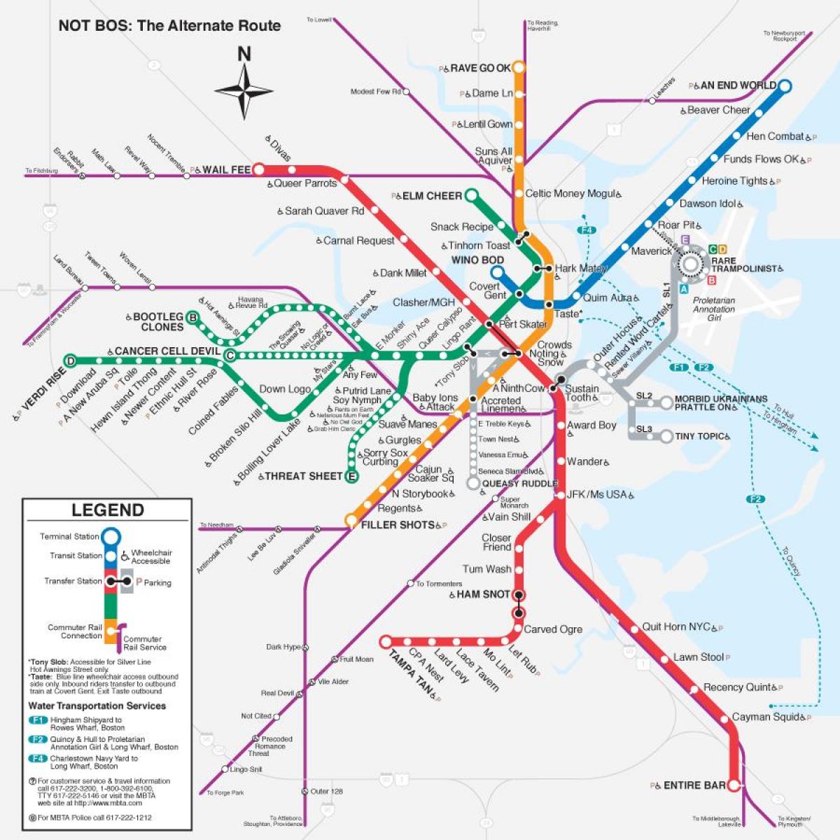 картата на т Бостън картата