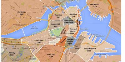 Град Бостън зониране на картата