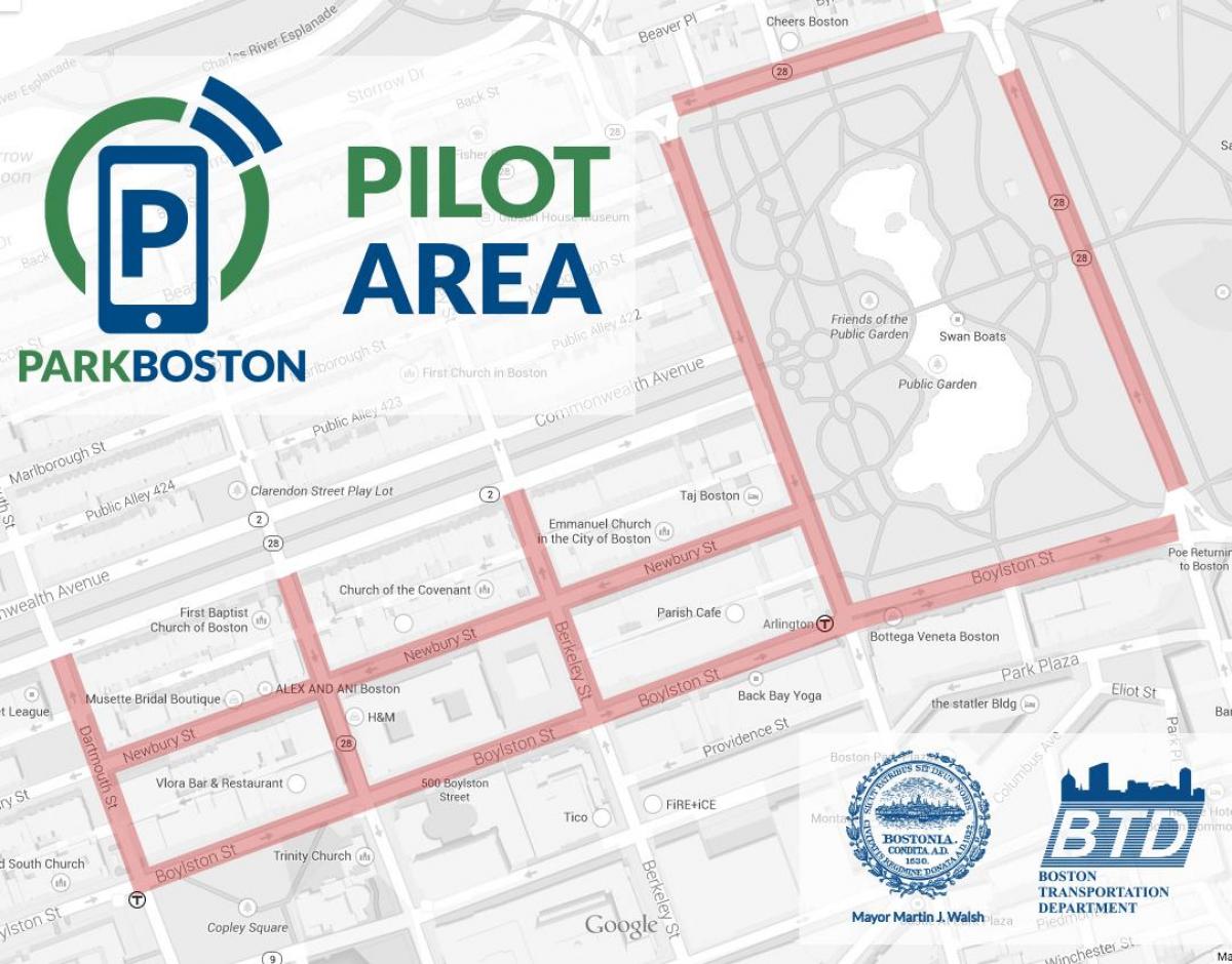 Бостън паркиране картата