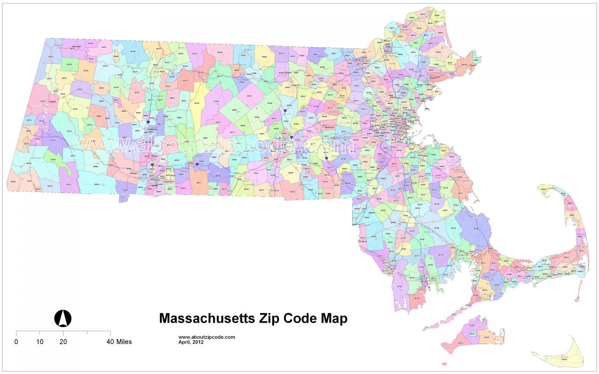 Пощенски код карта Бостън