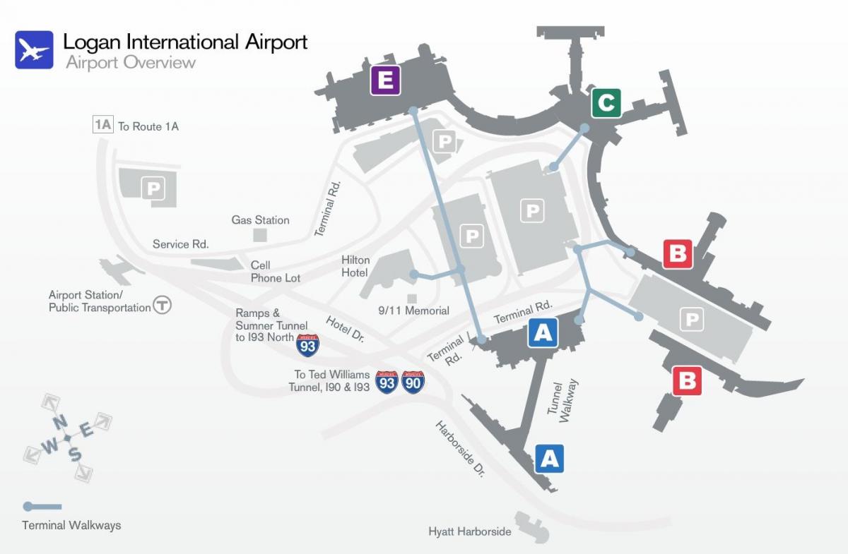 карта на терминала на летище Логан б