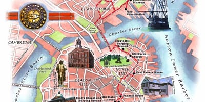 Свобода маршрут на картата на Бостън